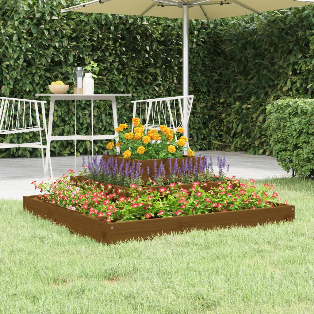 Vidaxl plantenbak 80x80x27 cm massief groenhout honingbruin