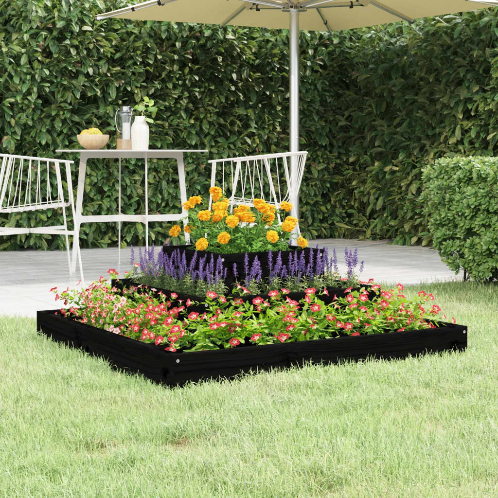 Vidaxl plantenbak 80x80x27 cm massief groenenhout zwart