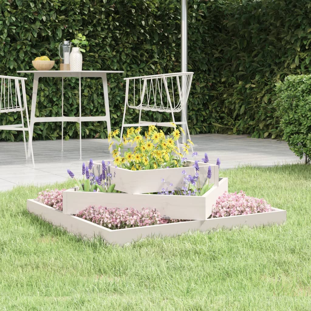 Vidaxl plantenbak 83x83x27 cm massief groenhout wit