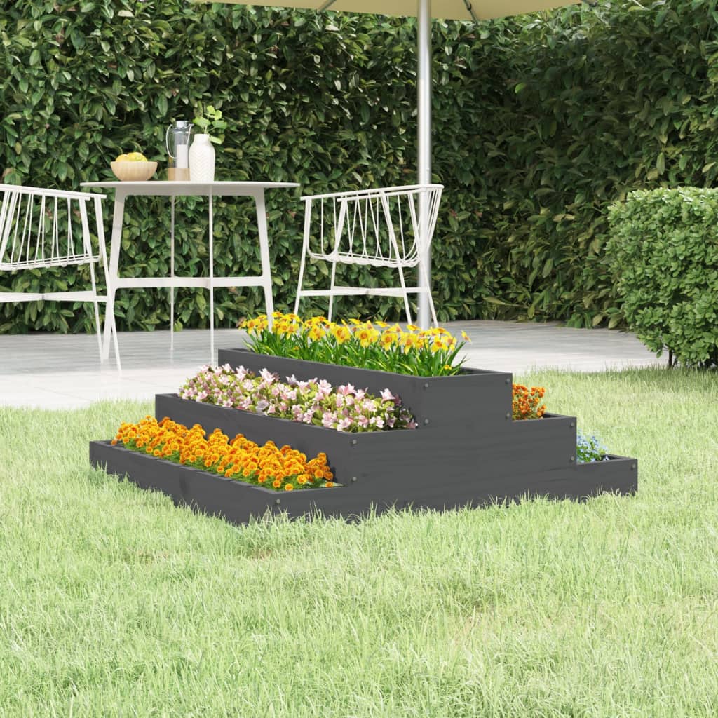 Vidaxl plantenbak 80x80x27 cm massief groenenhout grijs