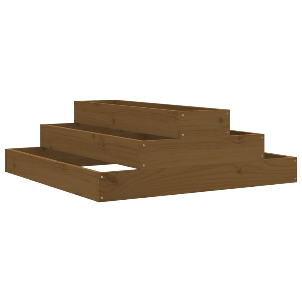 Vidaxl plantenbak 80x80x27 cm massief groenhout honingbruin