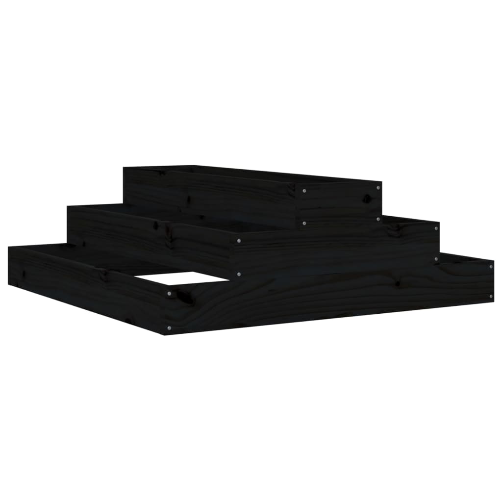 Vidaxl plantenbak 80x80x27 cm massief groenenhout zwart