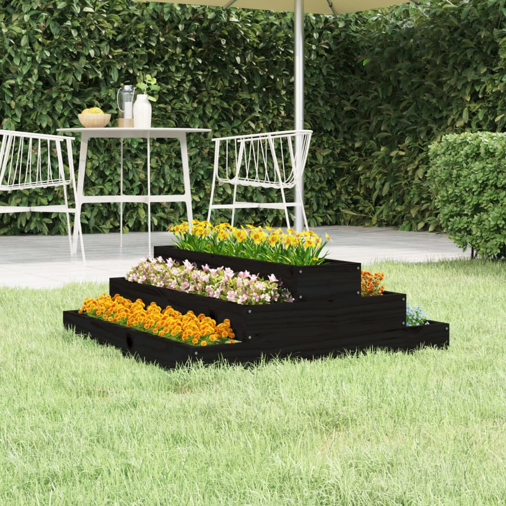 Vidaxl plantenbak 80x80x27 cm massief groenenhout zwart