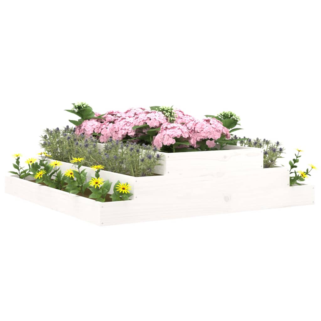 Vidaxl plantenbak 110x110x27 cm massief groenhout wit