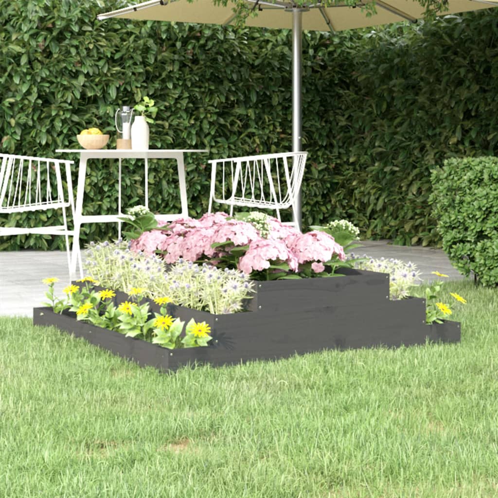 Vidaxl plantenbak 110x110x27 cm massief groenenhout grijs