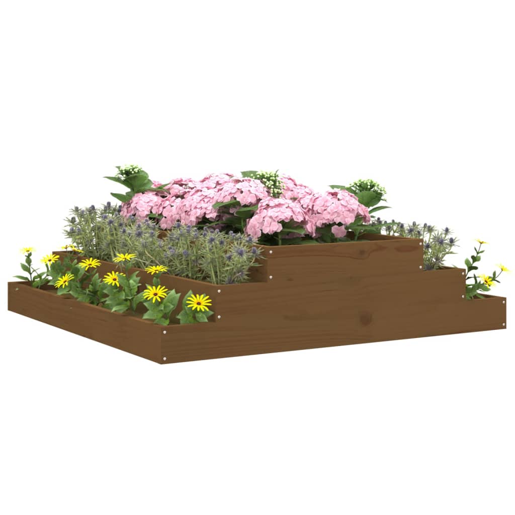 Vidaxl plantenbak 110x110x27 cm massief groenhout honingbruin