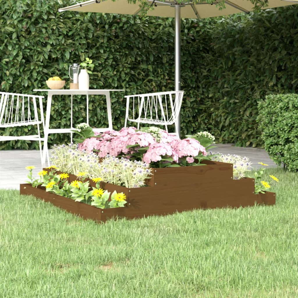 Vidaxl plantenbak 110x110x27 cm massief groenhout honingbruin