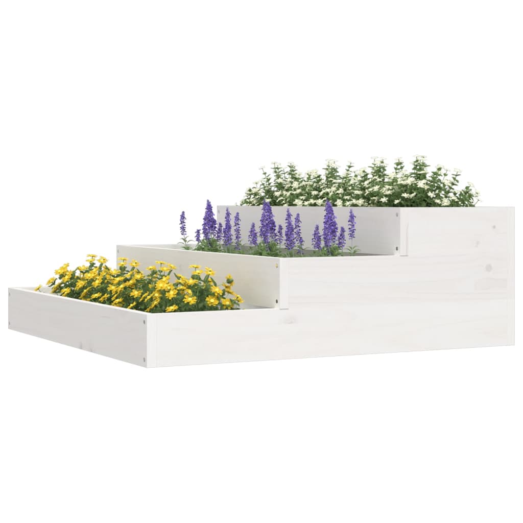 VidaXL Plantenbak 78x78x27 cm massief groenhout wit