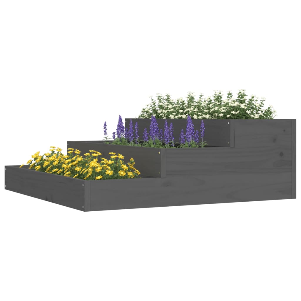 Vidaxl plantenbak 78x78x27 cm massief groenenhout grijs