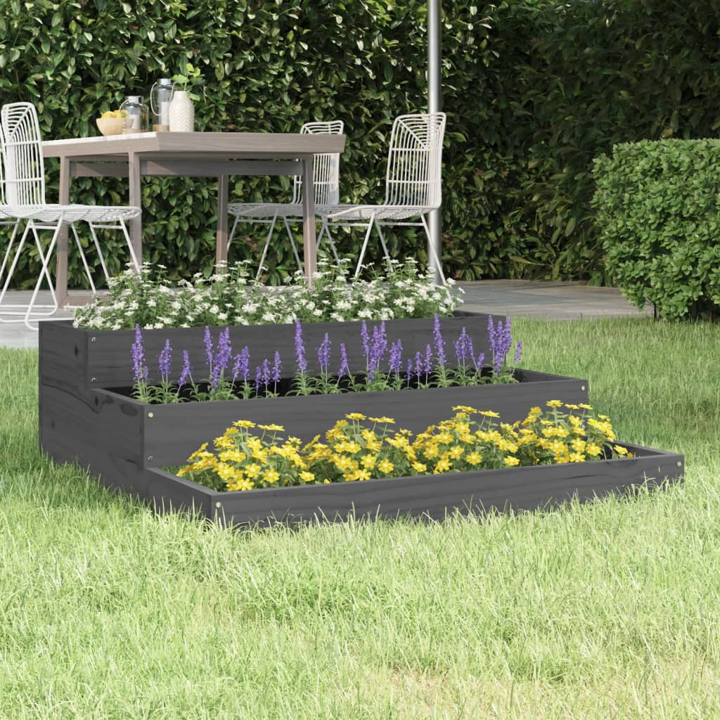 Vidaxl plantenbak 78x78x27 cm massief groenenhout grijs