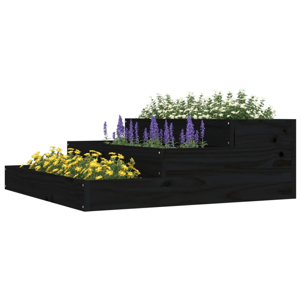 Vidaxl plantenbak 78x78x27 cm massief groenenhout zwart