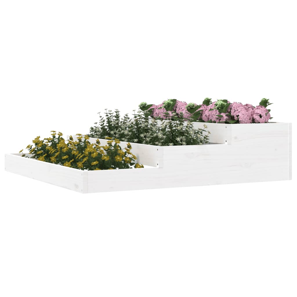 Vidaxl plantenbak 107x107x27 cm massief groenhout wit