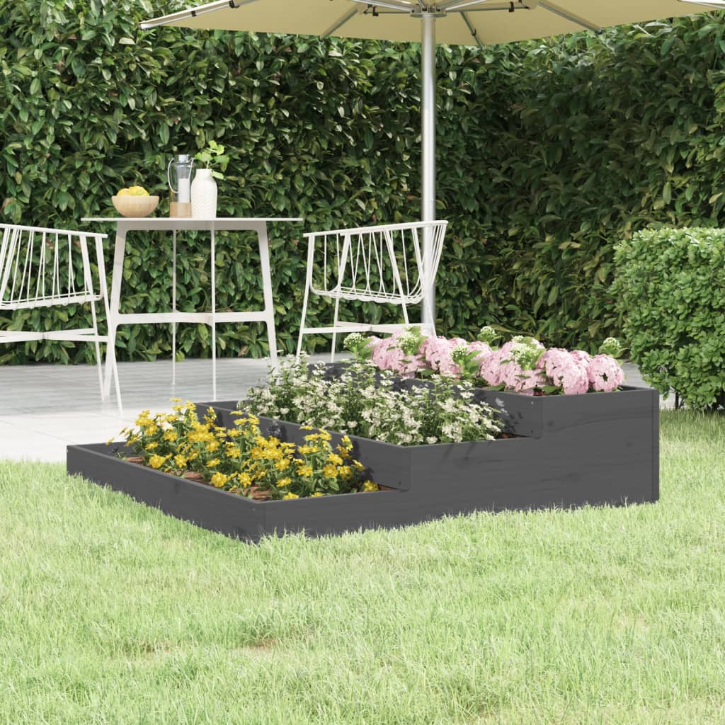 Vidaxl plantenbak 107x107x27 cm massief groenenhout grijs