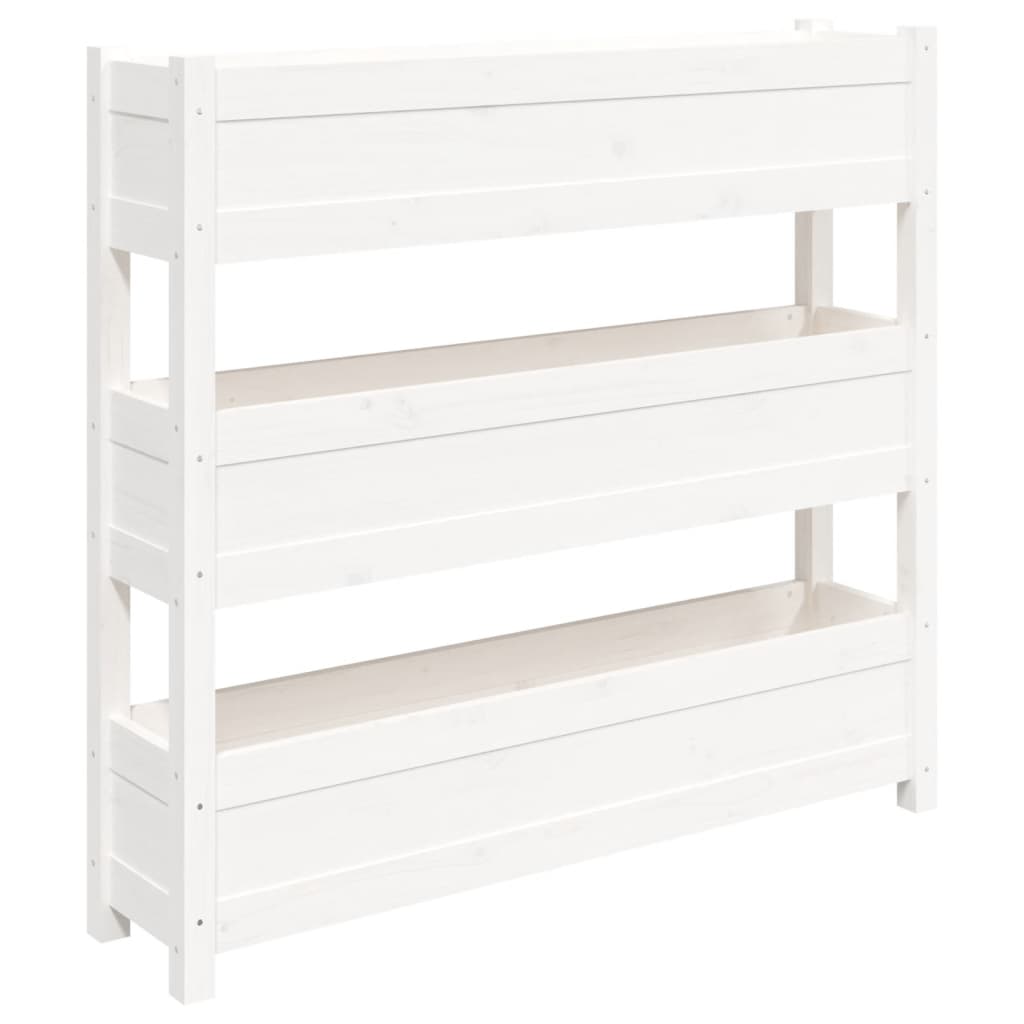 Vidaxl plantenbak 112x25x104,5 cm massief groenhout wit