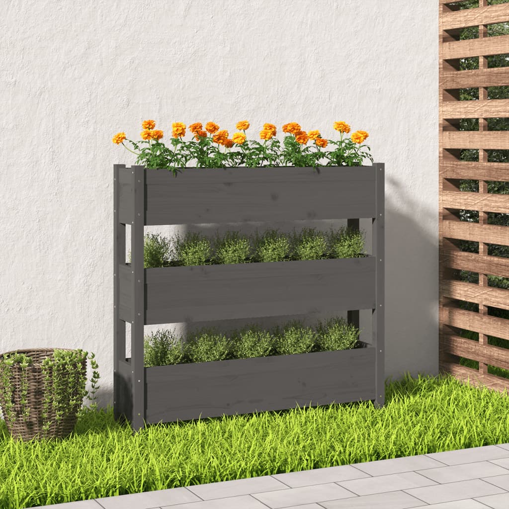 Vidaxl plantenbak 112x25x104,5 cm massief groenenhout grijs