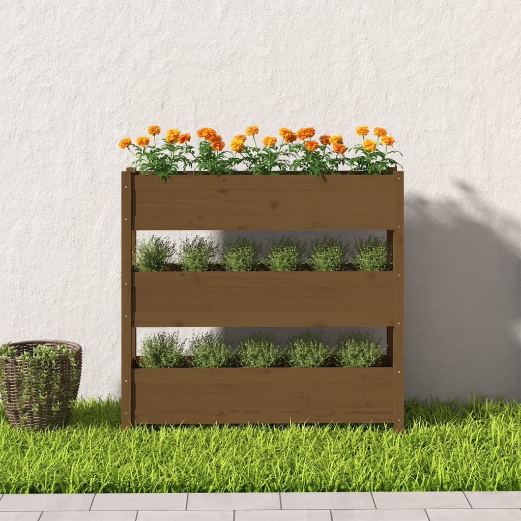 Vidaxl plantenbak 112x25x104,5 cm massief groenhout honingbruin