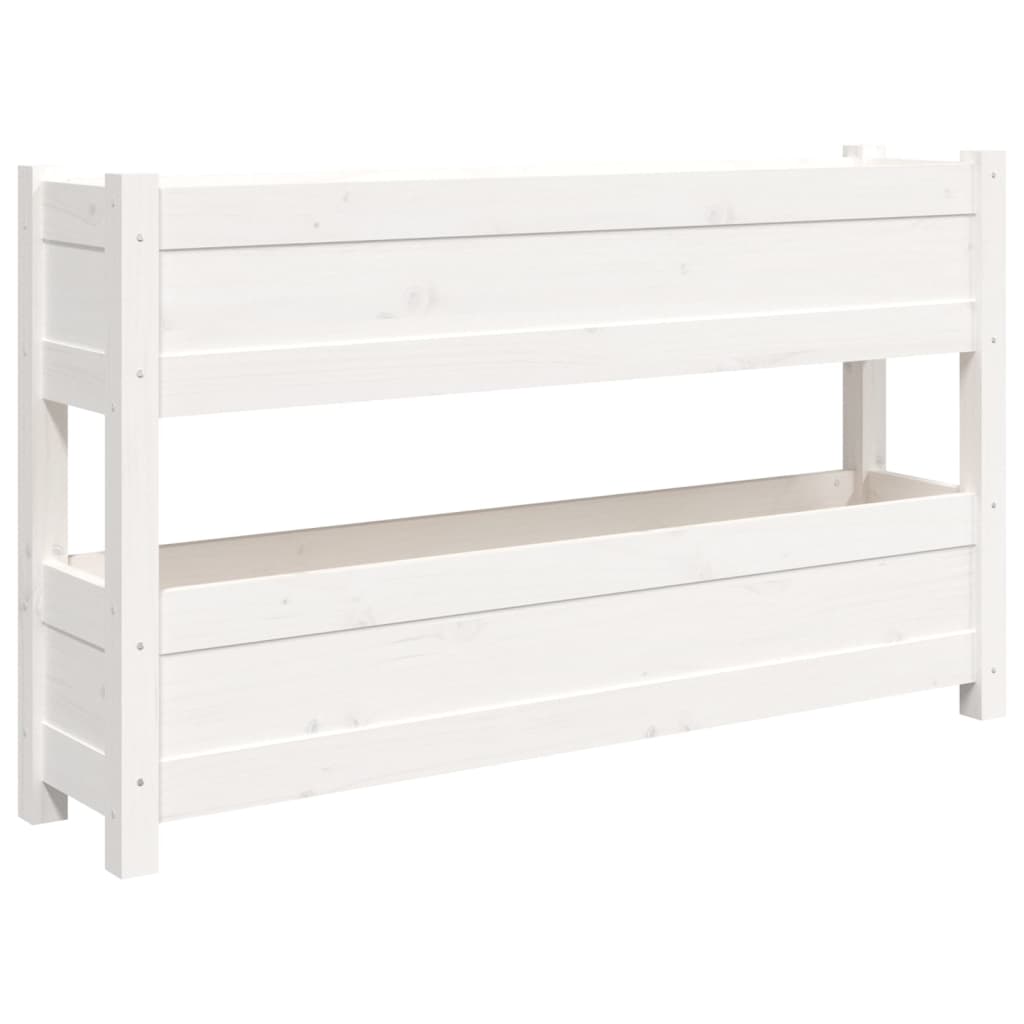 Vidaxl plantenbak 112x25x66 cm massief groenhout wit