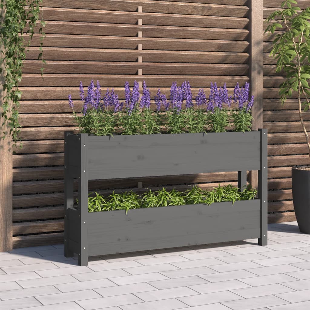 Vidaxl plantenbak 112x25x66 cm massief groenenhout grijs