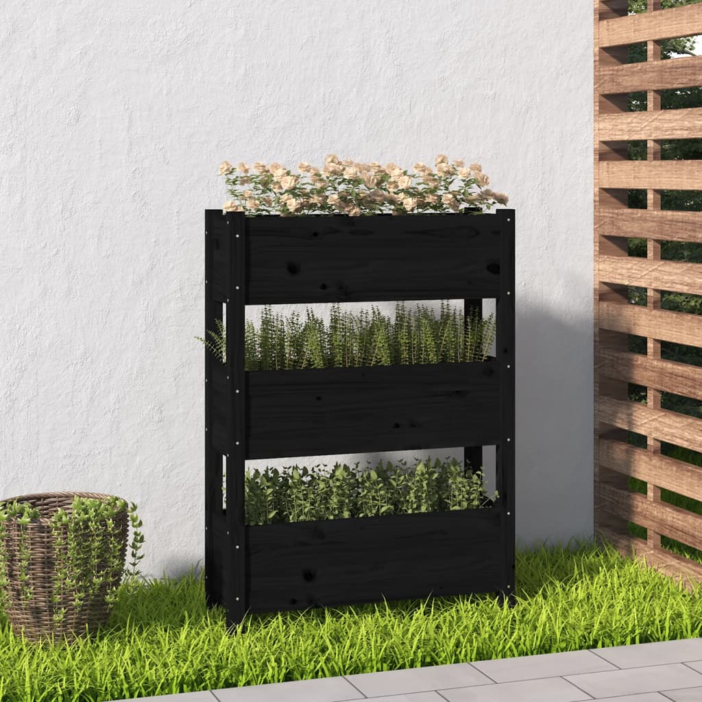 Vidaxl plantenbak 77x25x104,5 cm massief groenenhout zwart