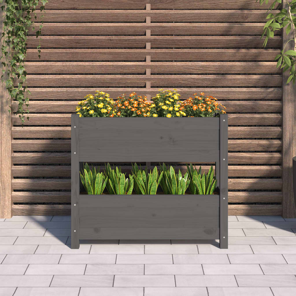 Vidaxl plantenbak 77x25x66 cm massief groenenhout grijs