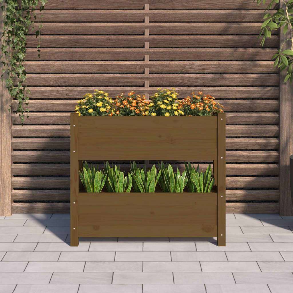 Vidaxl plantenbak 77x25x66 cm massief groenhout honingbruin