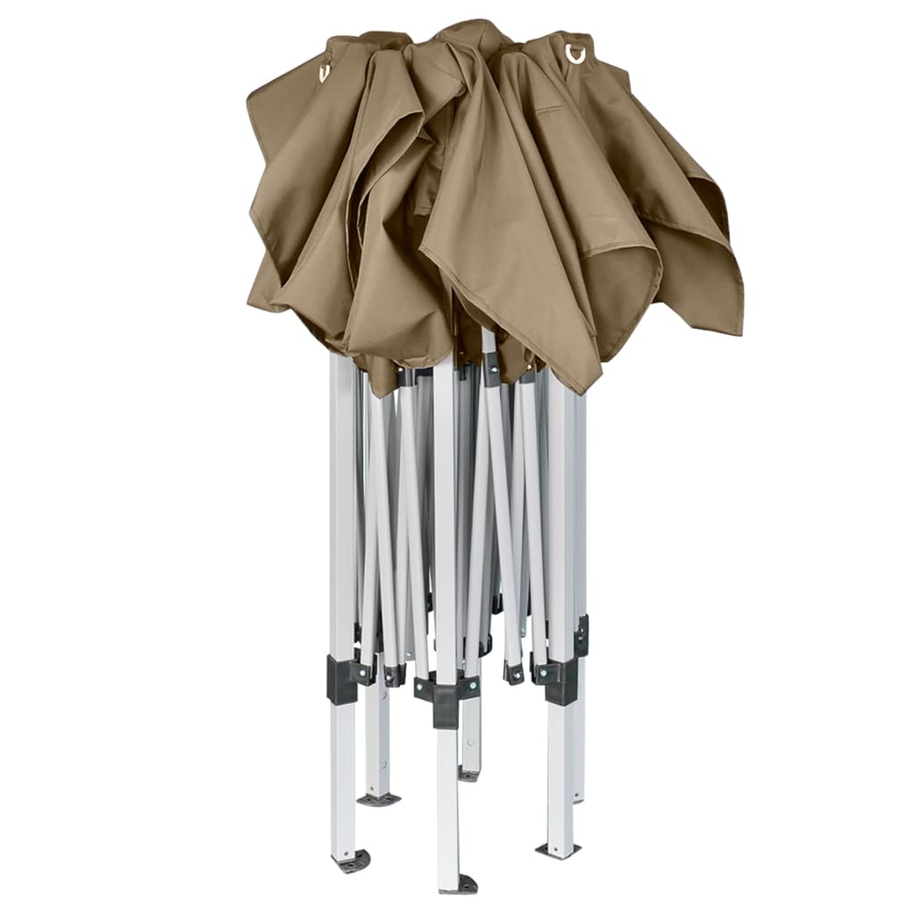 Vidaxl partytent inklapbaar zeshoekig 3,6x3,1m taupe 220 g m²