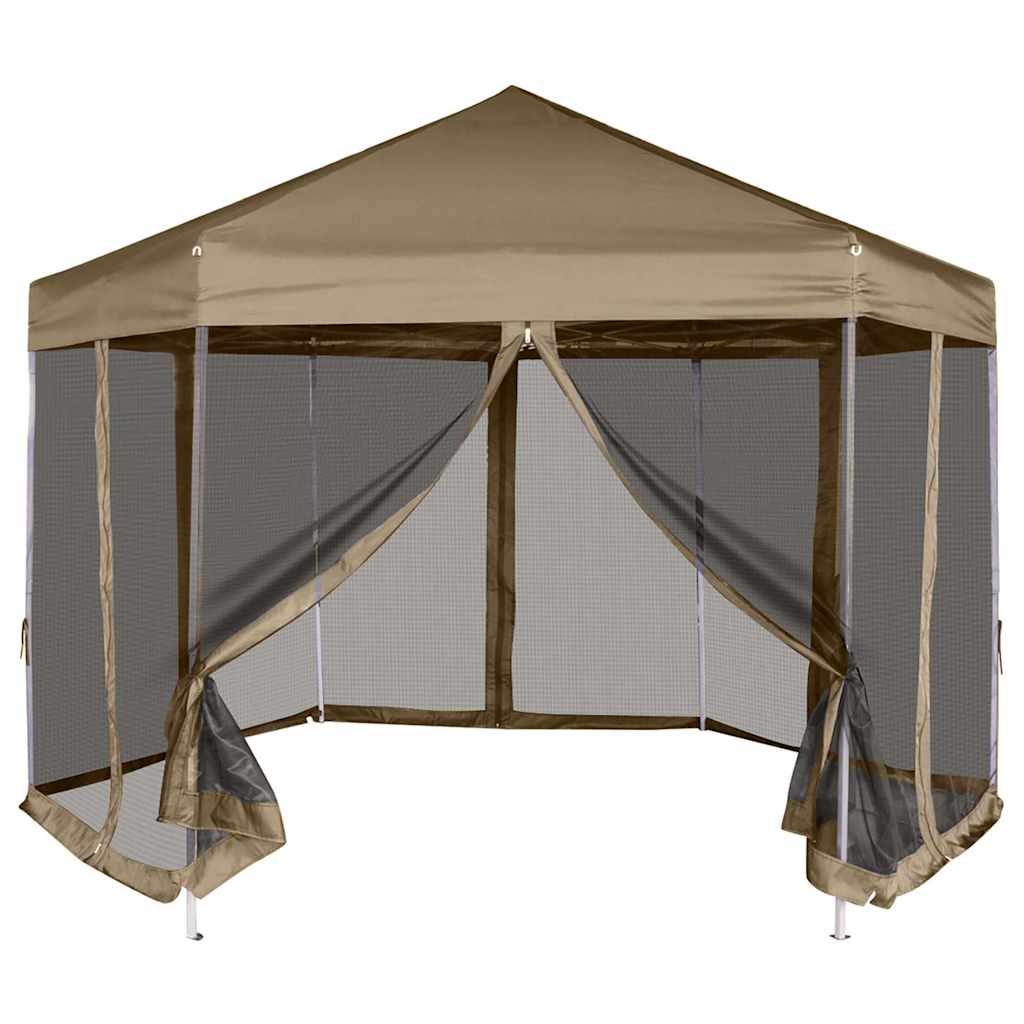 Vidaxl partytent met wanden zeshoekig 3,6x3,1m taupe 220 g m²