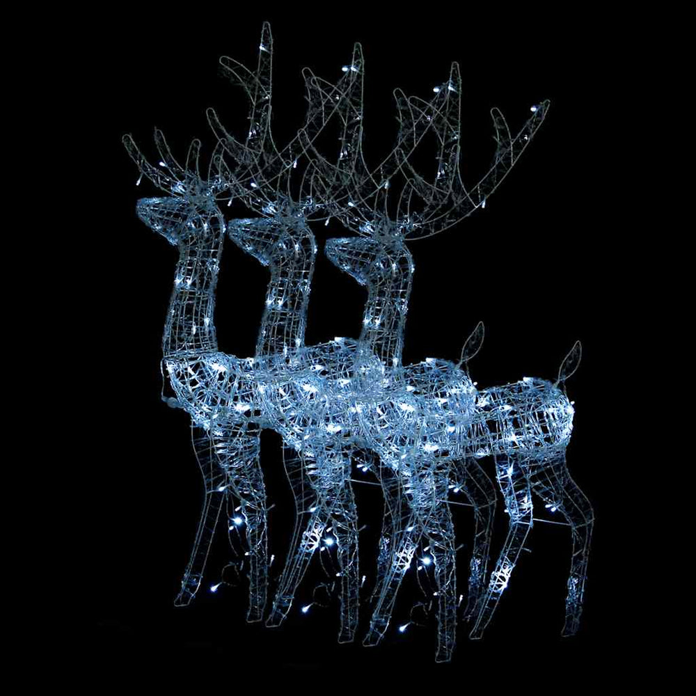Vidaxl kerstversieringen rendier 3 st 128 cm acryl koudwit