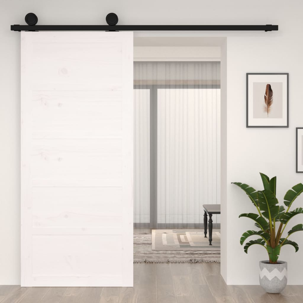 VidaXL Schuifdeur 90x1,8x204,5 cm massief groenhout wit