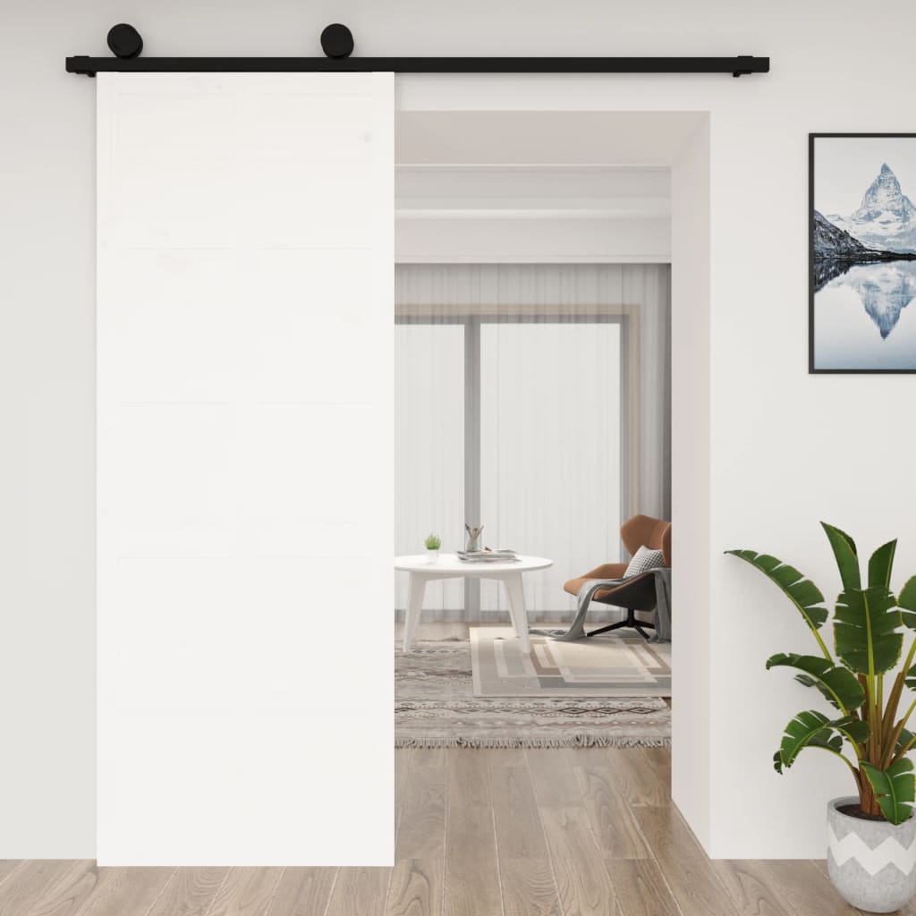 VidaXL Schuifdeur 80x1,8x214 cm massief groenhout wit