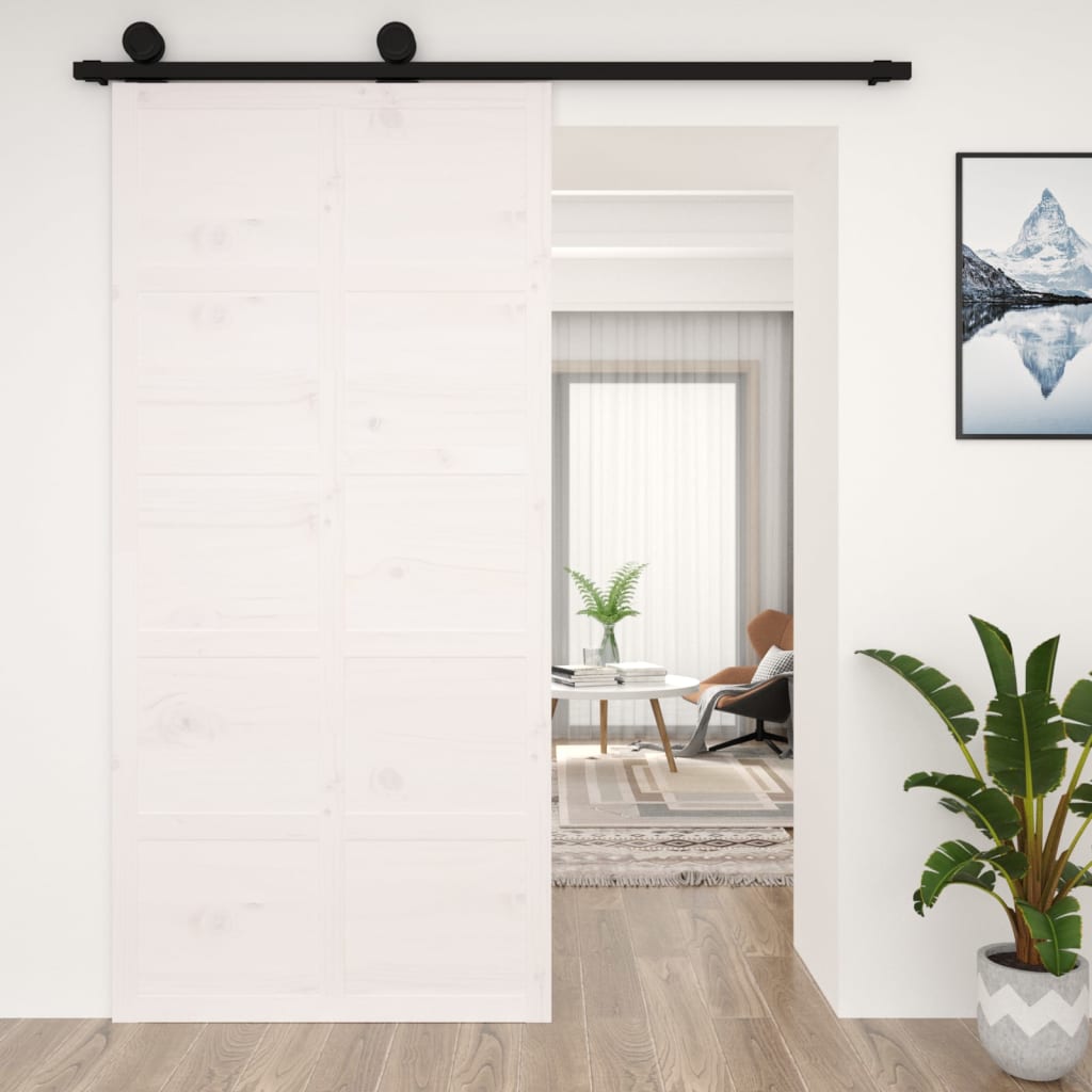VidaXL Schuifdeur 100x1,8x214 cm massief groenhout wit
