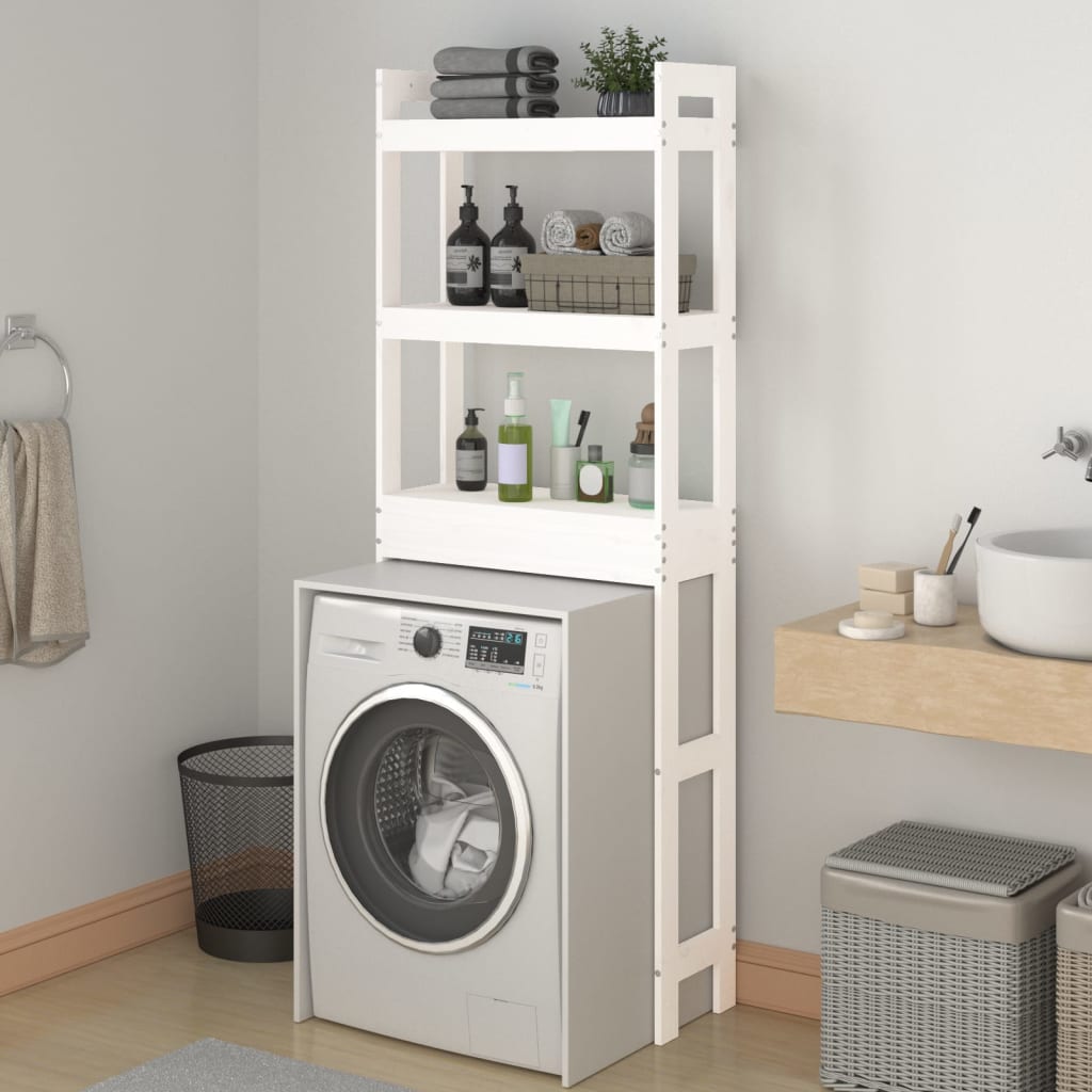 Vidaxl toiletrek 63x26x171 cm massief groenhout wit