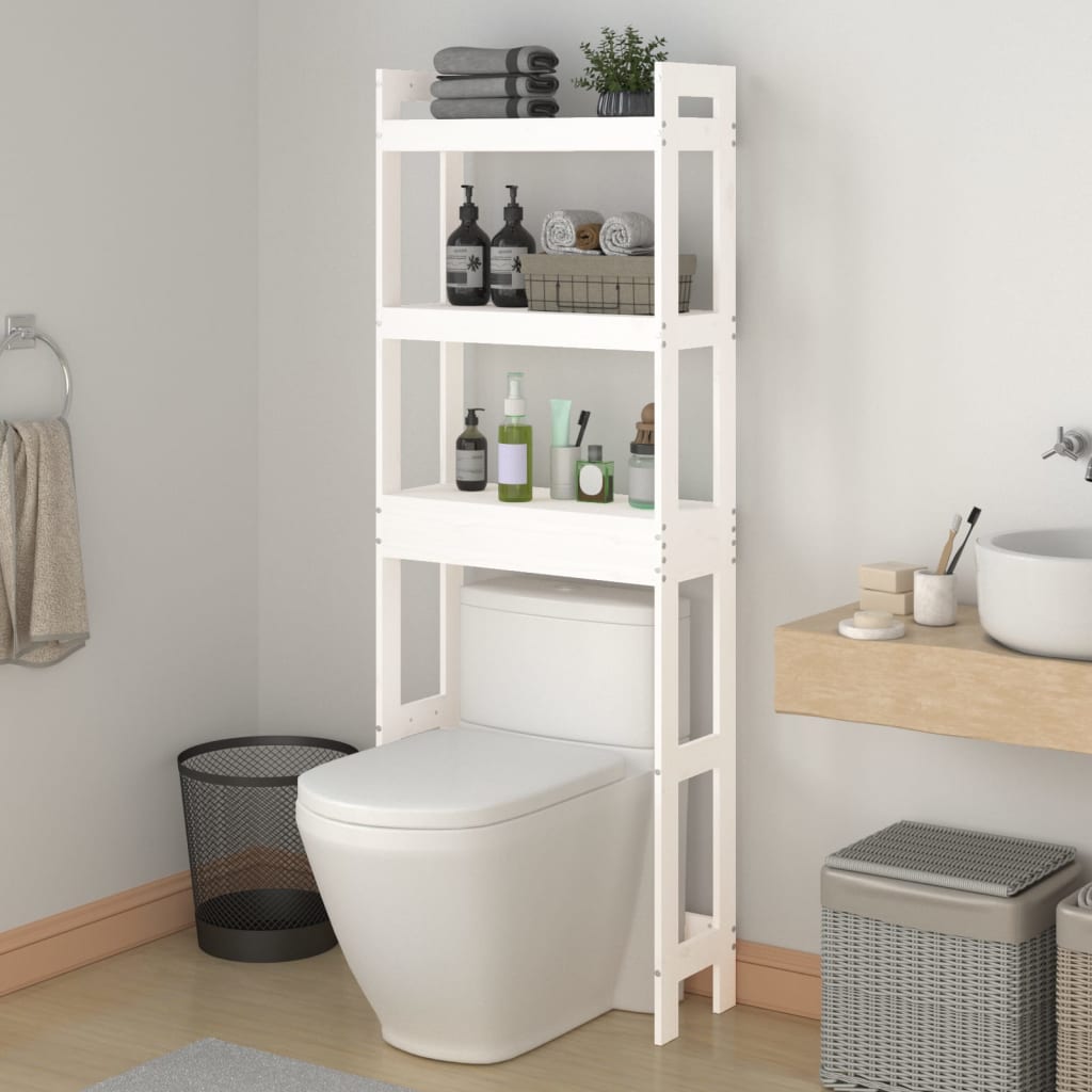 Vidaxl toiletrek 63x26x171 cm massief groenhout wit