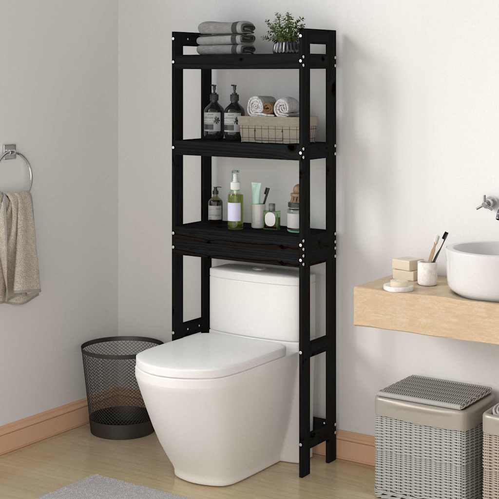 Vidaxl toiletrek 63x26x171 cm massief groenenhout zwart