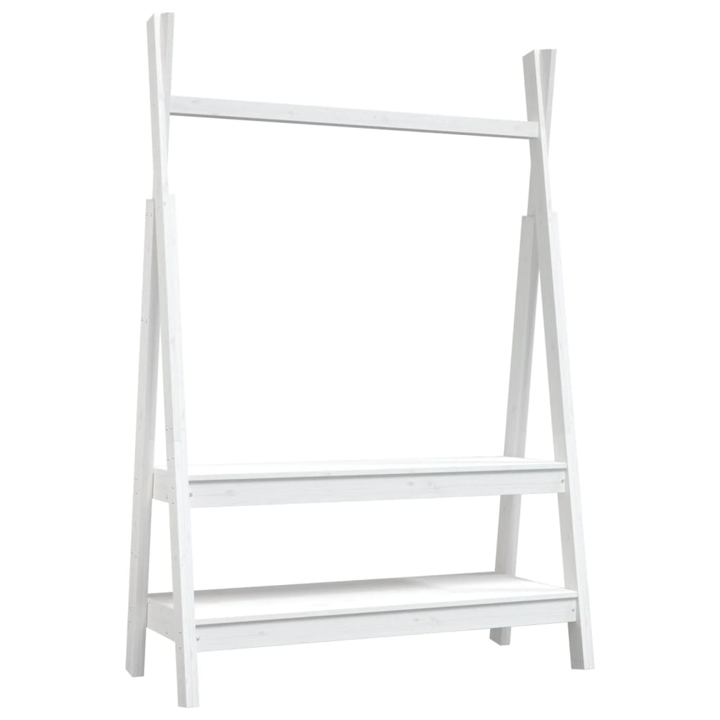 Vidaxl kledingrek 100x45,5x150 cm massief groenenhout wit