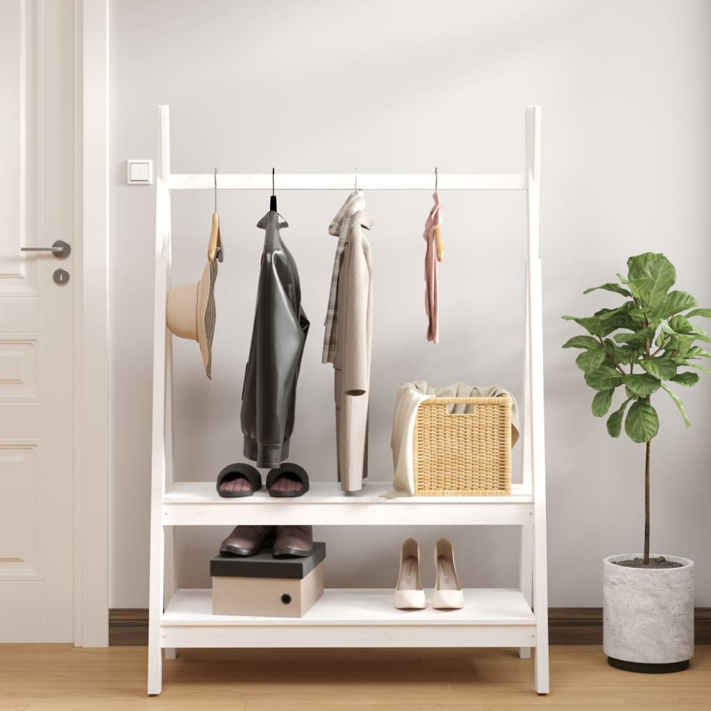 Vidaxl kledingrek 100x45,5x150 cm massief groenenhout wit