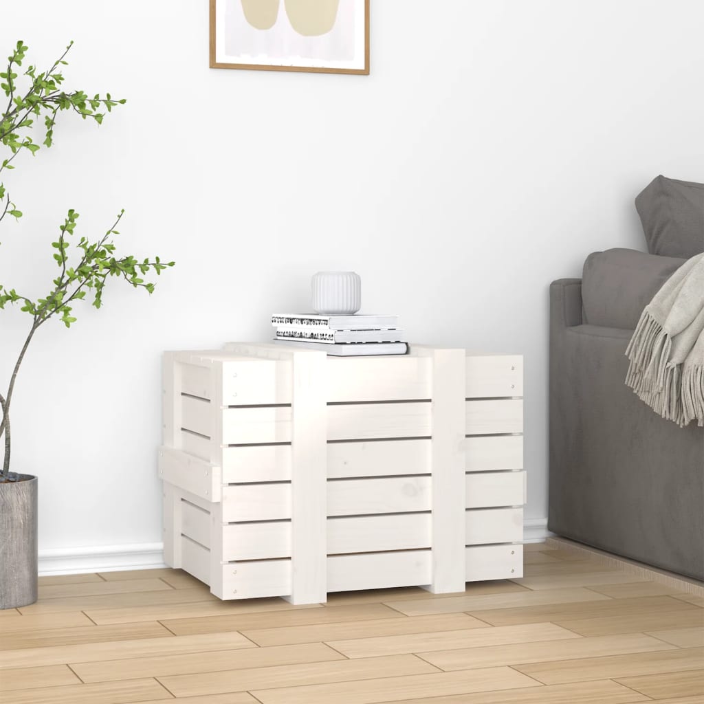 Vidaxl opbergbox 58x40,5x42 cm massief groenhout wit