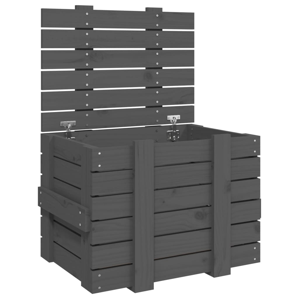 Vidaxl opbergbox 58x40,5x42 cm massief groenenhout grijs