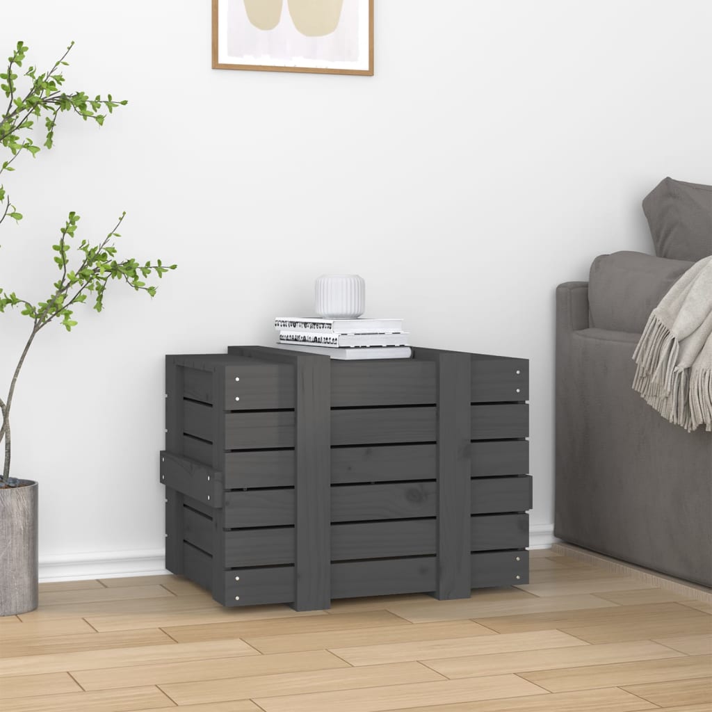 Vidaxl opbergbox 58x40,5x42 cm massief groenenhout grijs