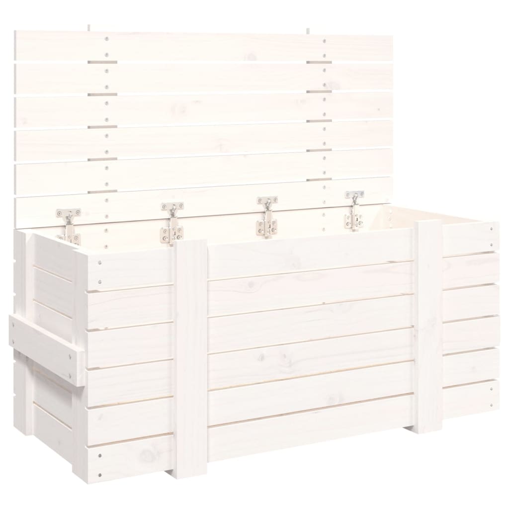 VidaXL Opbergbox 91x40,5x42 cm massief groenhout wit
