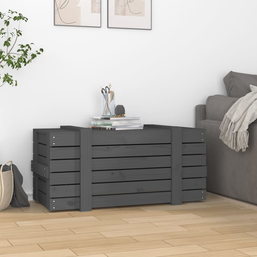 Vidaxl opbergbox 91x40,5x42 cm massief groenenhout grijs