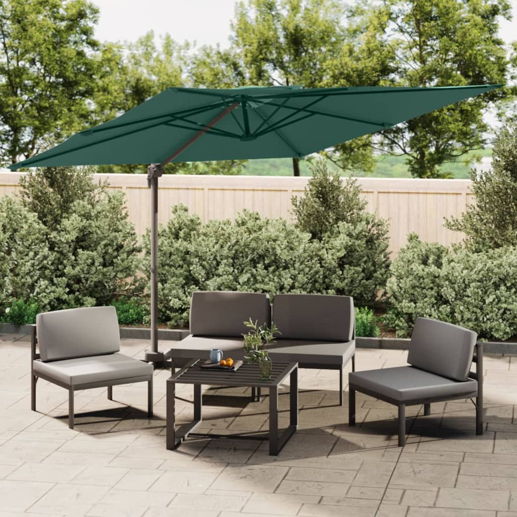 VidaXL Zweeparasol met dubbel dak 300x300 cm groen