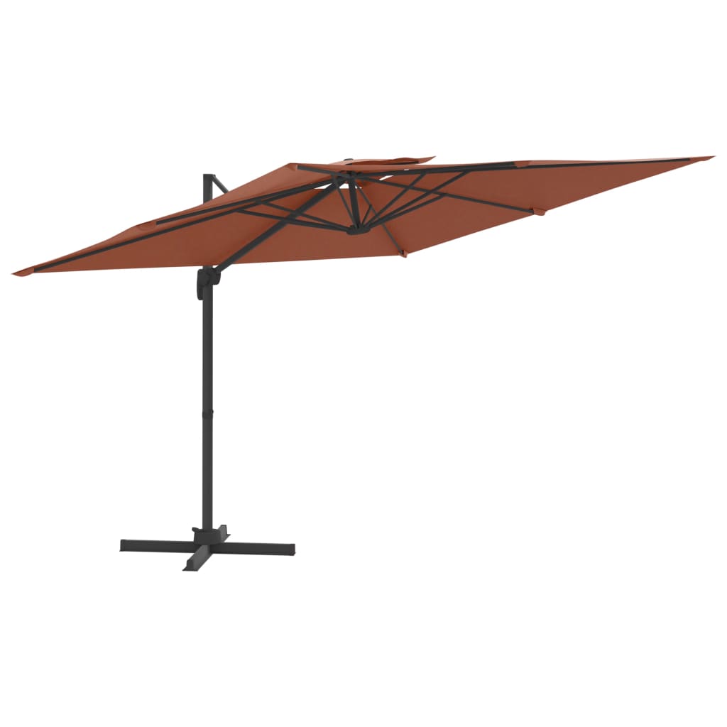 VidaXL Zweefparasol met bovenkant dubbele 300x300 cm terracotta