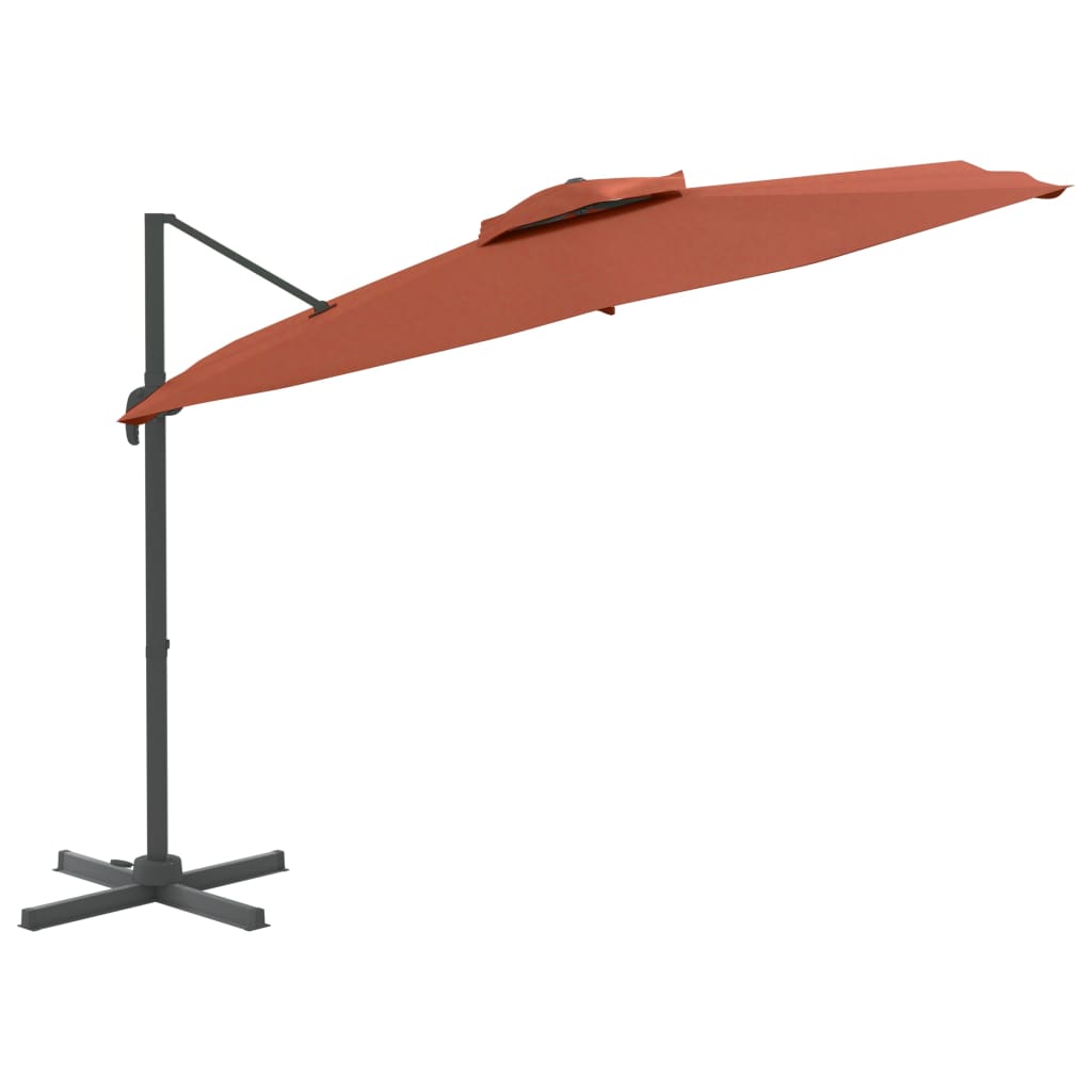 VidaXL Zweefparasol met bovenkant dubbele 300x300 cm terracotta