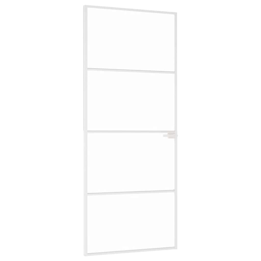 VidaXL Binnendeur 83x201,5 cm gehard glas en aluminium klein wit