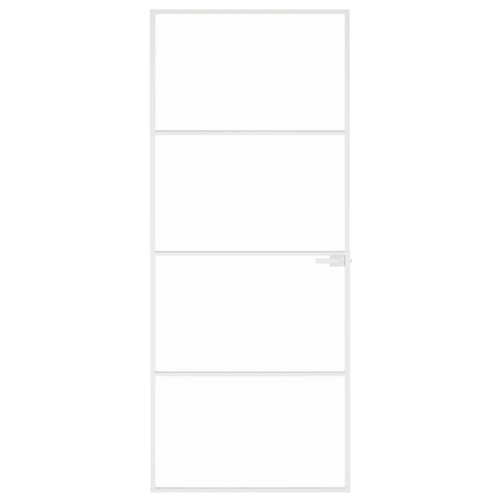 VidaXL Binnendeur 83x201,5 cm gehard glas en aluminium klein wit