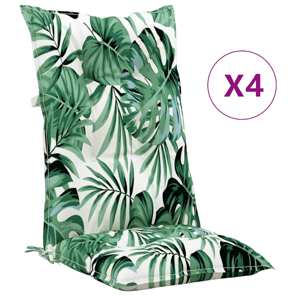 VidaXL Stoelkussens 4 st hoge vloerkleed 120x50x7 cm stof bladpatroon