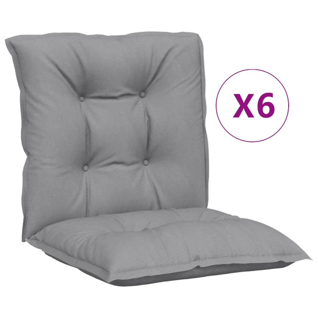 Vidaxl tuinstoelkussens 6 st lage rug 100x50x7 cm stof grijs