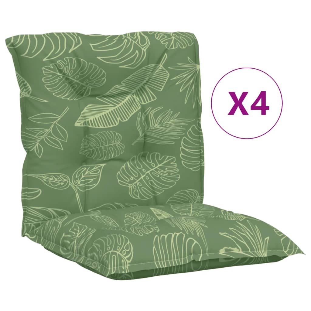 VidaXL Stoelkussens 4 st lage vloerkleed bladpatroon stof