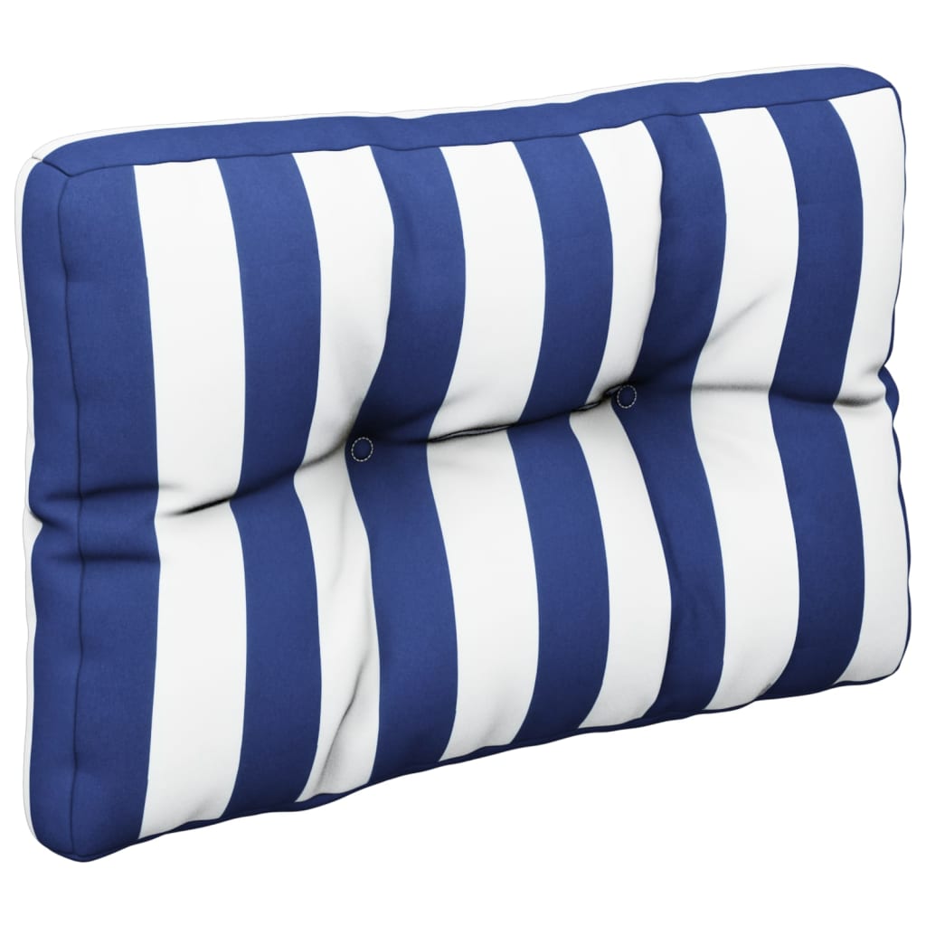 Vidaxl palletkussen gestreept 60x40x12 cm stof blauw en wit